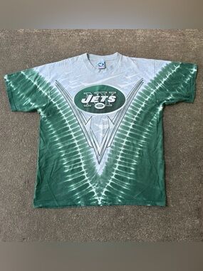 Vintage 90s New York Jets Liquid Blue Tie Dye Graphic T-Shirt Men’s XL NFL